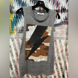 Letluv Gray Camo Lightning Bolt Tank Top